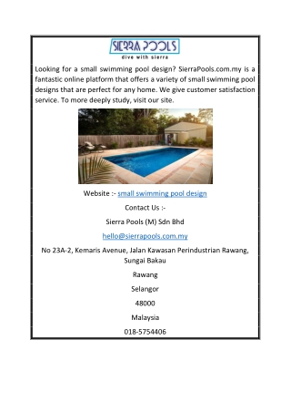 Small Swimming Pool Design  Sierrapools.com.my