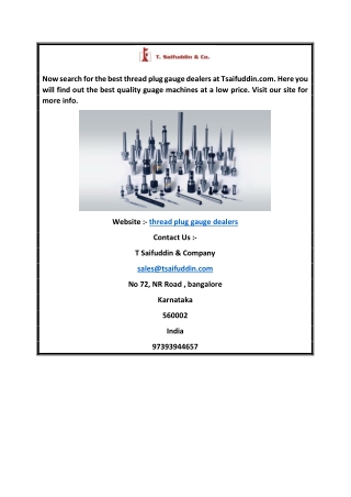 Thread Plug Gauge Dealers Tsaifuddin.com