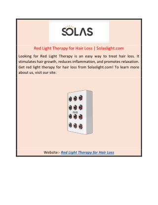 Red Light Therapy for Hair Loss Solaslight