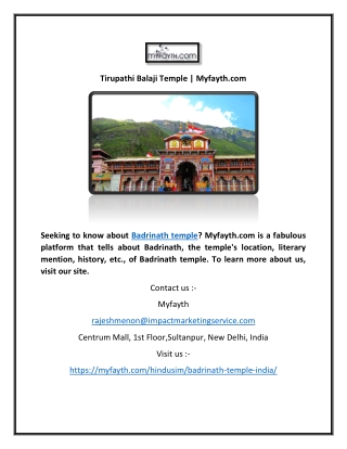 Badrinath Temple | Myfayth.com