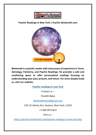Psychic Readings in New York | Psychic-bholenath.com