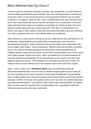 Bahis Sitelerine Nasıl Üye Olunur?