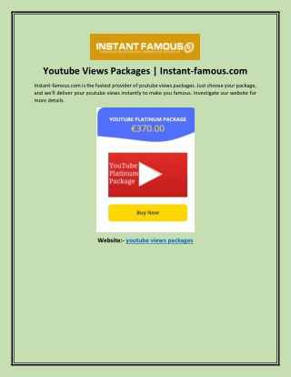 Youtube Views Packages | Instant-famous.com