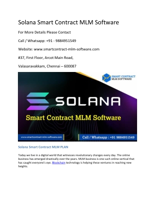 Solana Smart Contract MLM Software