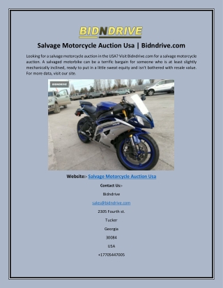 Salvage Motorcycle Auction Usa | Bidndrive.com