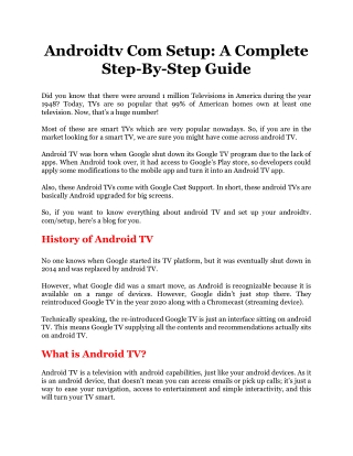 Androidtv Com Setup_ A Complete Step-By-Step Guide