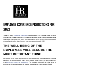 Top Employee Experience Predictions to Watch In 2022