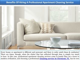 Benefits Of Hiring A Professional Apartment Cleaning Service