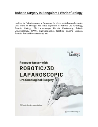 Robotic Surgery in Bangalore  | Worldofurology