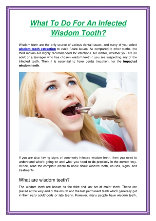 What To Do For An Infected Wisdom Tooth