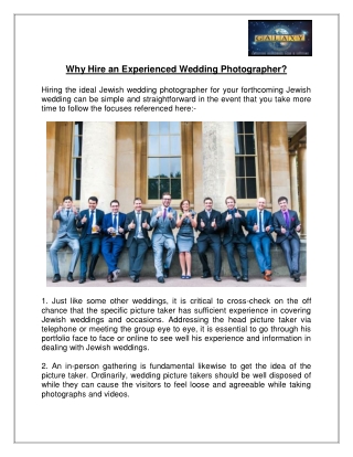 Why Hire an Experienced Wedding Photographer?