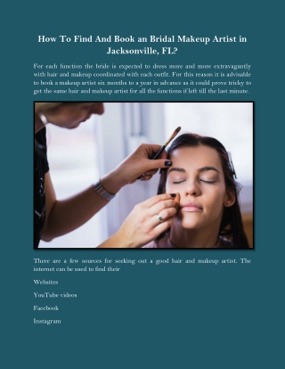 How To Find And Book An Bridal Makeup Artist in Jacksonville FL