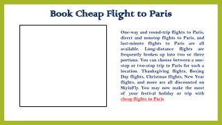 Book Cheap Flight to Paris