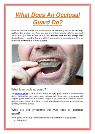 What Does An Occlusal Guard Do