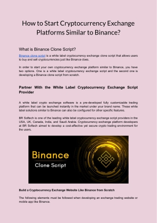 What is Binance Clone Script?