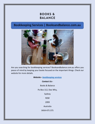 Bookkeeping Services | Booksandbalance.com.au