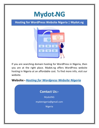 Hosting for WordPress Website Nigeria | Mydot.ng