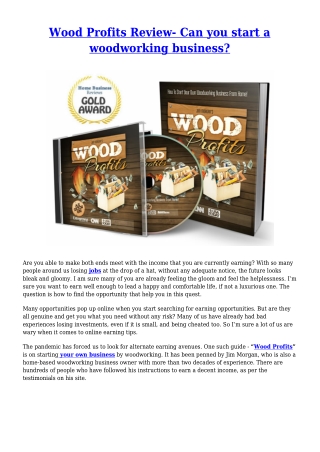 Wood Profits Review- Can you start a woodworking business?