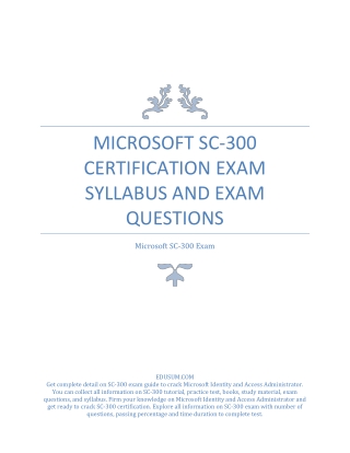 Microsoft SC-300 Certification Exam Syllabus and Exam Questions