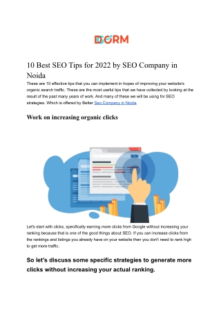 10 Best SEO Tips for 2022 by SEO Company in Noida
