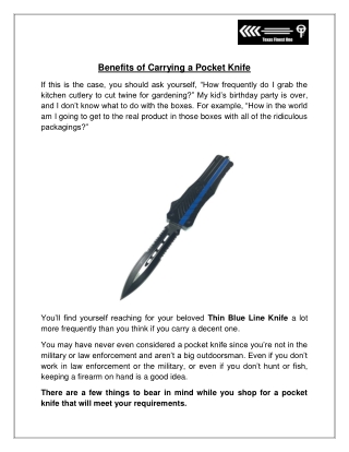 Benefits of Carrying a Pocket Knife