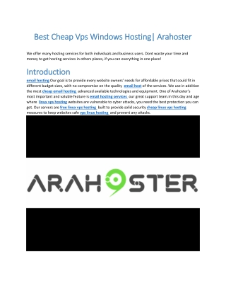Best Cheap Vps Windows Hosting Arahoster