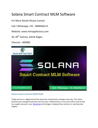 Solana Smart Contract MLM Software