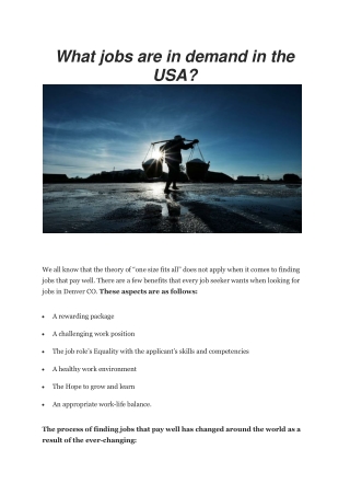 What jobs are in demand in the USA