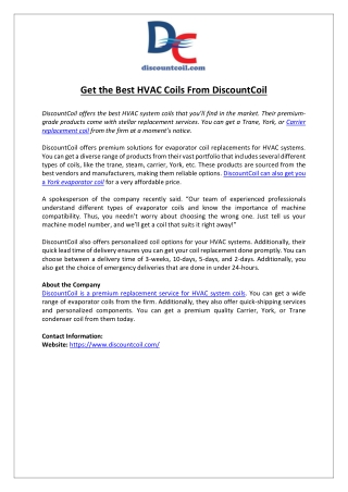 Get the Best HVAC Coils From DiscountCoil