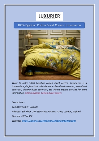 100% Egyptian Cotton Duvet Covers | Luxurier.co