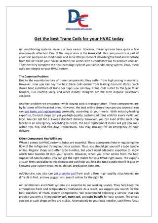 Get the best Trane Coils for your HVAC today