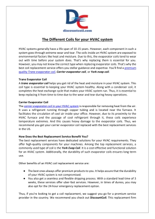 The Different Coils for your HVAC system