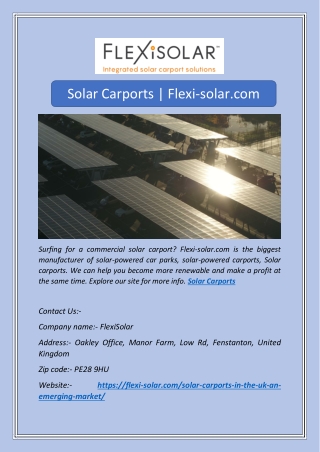 Solar Carports | Flexi-solar.com