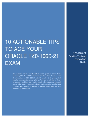 10 Actionable Tips to Ace Your Oracle 1Z0-1060-21 Exam