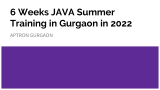 6 Weeks JAVA Summer Training in Gurgaon in 2022