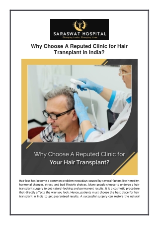 Why Choose A Reputed Clinic for Hair Transplant in India?