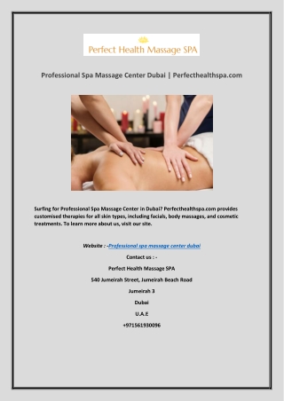 Professional Spa Massage Center Dubai | Perfecthealthspa.com