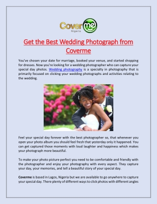 Get the Best Wedding Photograph from Coverme