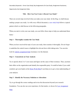 How Can You Create A Decent Case Study