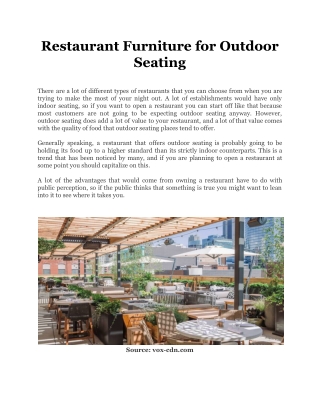 Restaurant Furniture for Outdoor Seating