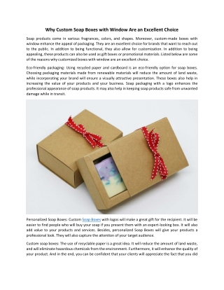 Why Custom Soap Boxes with Window Are an Excellent Choice