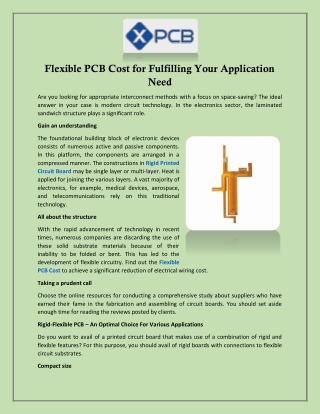Flexible PCB Cost for Fulfilling Your Application Need