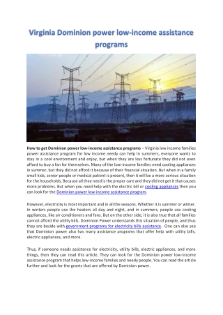 Virginia Dominion power low