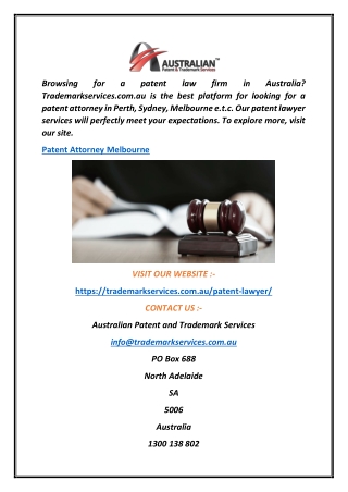 Patent Attorney Melbourne Trademarkservices.com.au