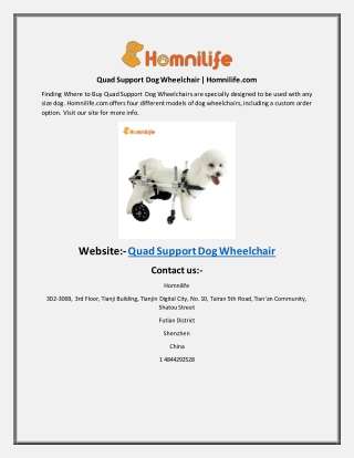 Quad Support Dog Wheelchair Homnilife