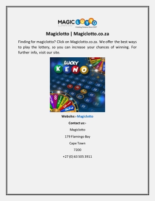 Magiclotto  Magiclotto.co.za