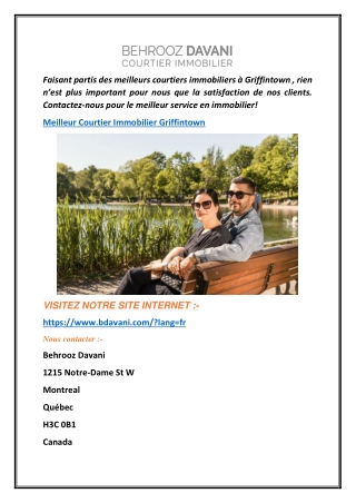 Meilleur Courtier immobilier à Griffintown  Behrooz Davani