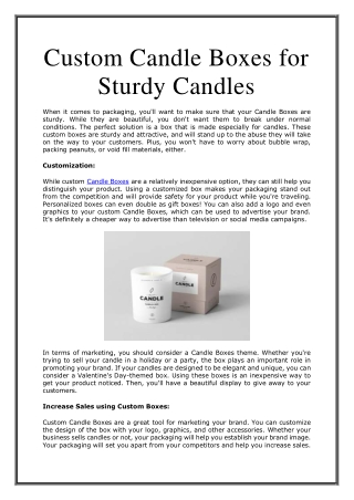 Custom Candle Boxes for Sturdy Candles