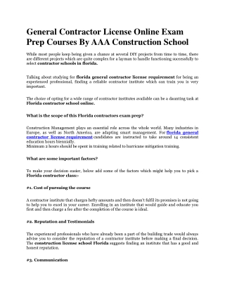 General Contractor License Online Exam Prep Courses By AAA Construction School