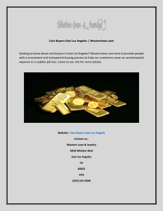 Coin Buyers East Los Angeles  Westernloan
